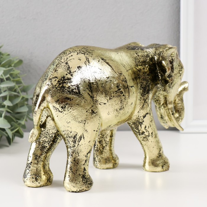 Сувенир полистоун "Золотой слон" 16,5х23,5х9,5 см