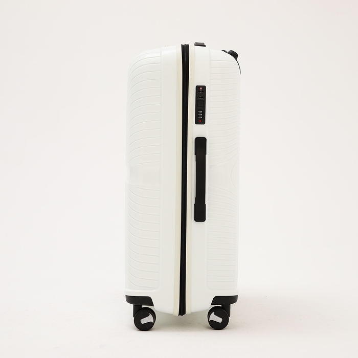Чемодан большой 100 л (L), отдел на молнии, кодовый замок, 4 колеса, цвет белый