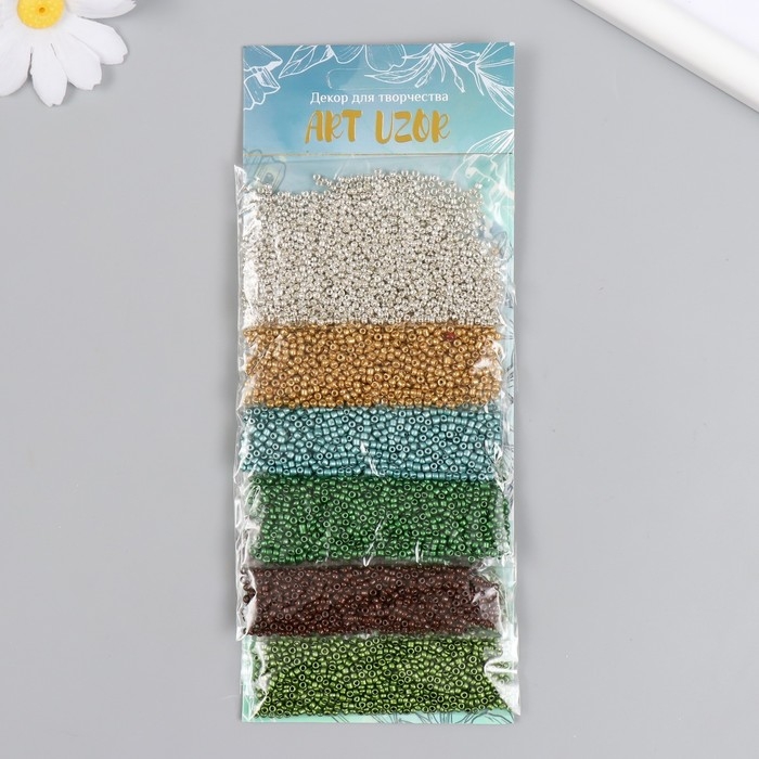 Бисер круглый 12/0 Бисер круглый 12/0 "Свежесть" металлик 6 цветов х 15 гр 20х8 см