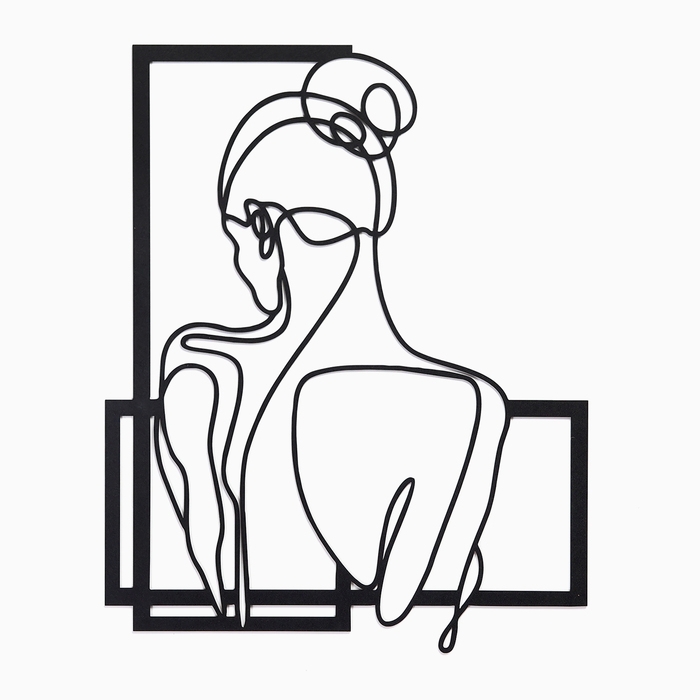 Декорация настенная для интерьера, панно на стену из дерева Декорация настенная для интерьера, панно на стену из дерева "Девушка", 44 х 55 см