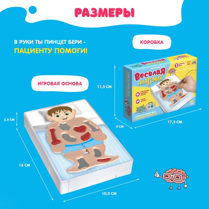 Настольная игра &laquo;Весёлая анатомия&raquo;, работает от батареек, от 1 игрока, 5+