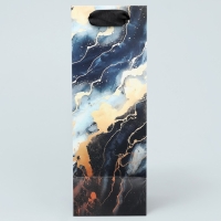 Пакет подарочный под бутылку, упаковка, &laquo;Мрамор&raquo;, 9 х 25 х 8.9 см