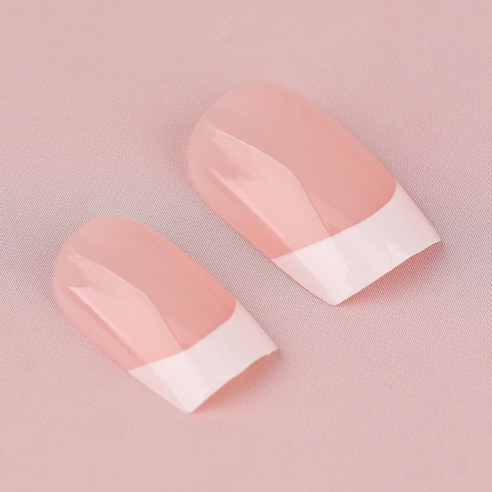 Накладные ногти &laquo;Классический френч&raquo;, 24 шт, клеевые пластины, форма квадрат, цвет розовый/белый