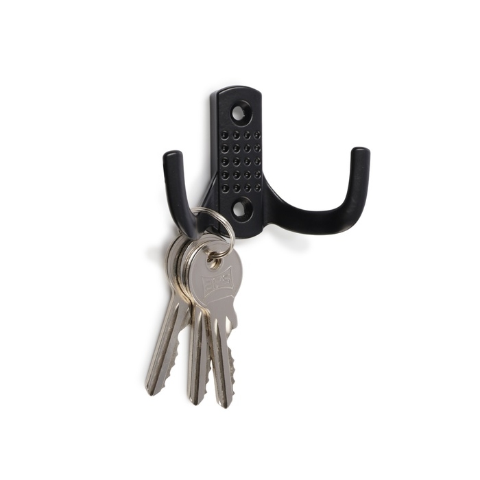 Крючок мебельный ТУНДРА TKD011BL, двухрожковый, цвет черный Крючок мебельный ТУНДРА TKD011BL, двухрожковый, цвет черный