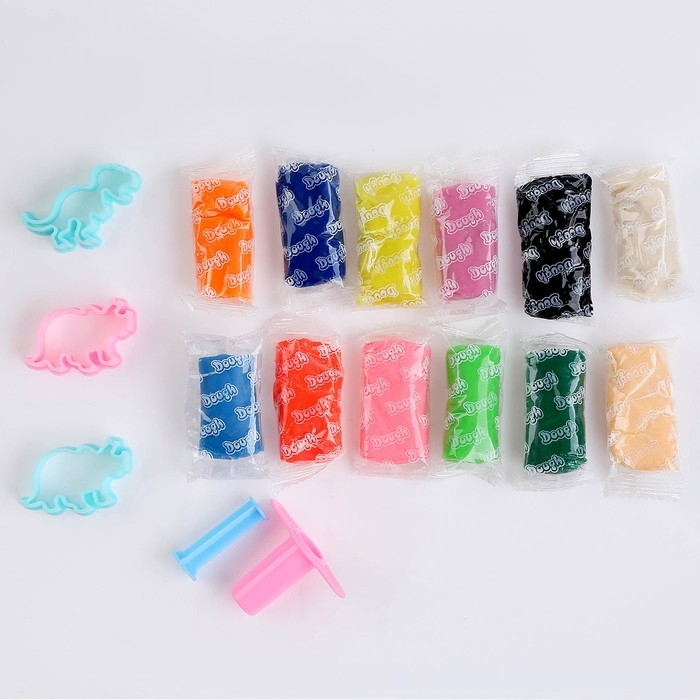 Тесто для лепки &laquo;Дракон&raquo; 12 цветов по 12,5 г, 3 формы, цвета МИКС