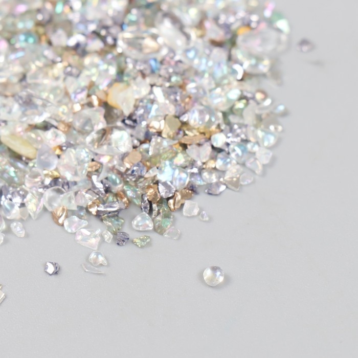 Декор для творчества в баночке "Природный камень со стеклом - Серебро" 20 гр 5х2,2х2,2 см