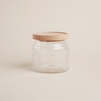 Банка стеклянная для хранения сыпучих продуктов SL Home &laquo;Валенсия&raquo;, 1 л, 12&times;11,5 см, с деревянной крышкой