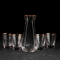 Набор для напитков из стекла «Иней. Золото», 5 предметов: графин 300 мл, 4 стакана 70 мл Набор для напитков из стекла «Иней. Золото», 5 предметов: графин 300 мл, 4 стакана 70 мл