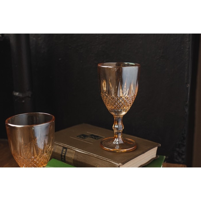 Набор бокалов стеклянных Доляна &laquo;Одри&raquo;, 210 мл, 2 шт, цвет золотой