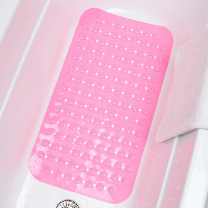 Коврик противоскользящий в ванну на присосках Доляна «Пузырьки», 37×71 см, цвет МИКС Коврик противоскользящий в ванну на присосках Доляна «Пузырьки», 37×71 см, цвет МИКС