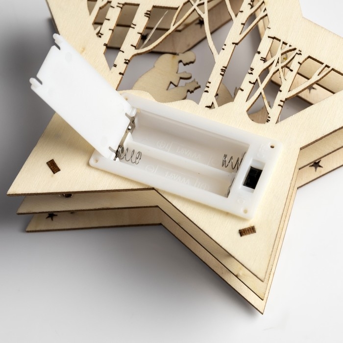 Светодиодная фигура «Звёздный лес» 17 × 17 × 4.5 см, дерево, батарейки АААх2 (не в комплекте), свечение тёплое белое Светодиодная фигура «Звёздный лес» 17 × 17 × 4.5 см, дерево, батарейки АААх2 (не в комплекте), свечение тёплое белое