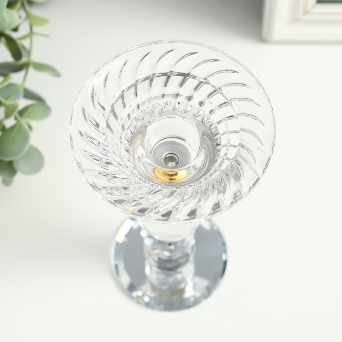 Подсвечник стекло на 1 свечу "Элизий" овальная ножка 9х9х17 см