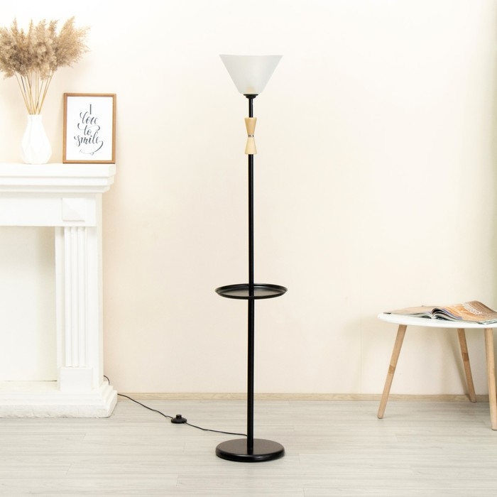 Торшер Торшер "Князь" со столиком 1х15Вт Е27 МОДЕЛЬ: BR 01042 черный/прозрачный