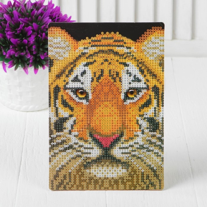 Алмазная мозаика с частичным заполнением на подставке «Тигр», 13 х 19 см, картон Алмазная мозаика с частичным заполнением на подставке «Тигр», 13 х 19 см, картон