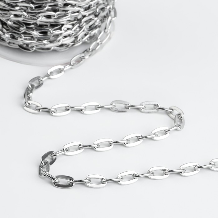 Цепочка для сумки, железная, 9 &times; 5 мм, 10 &plusmn; 0,5 м, цвет серебряный