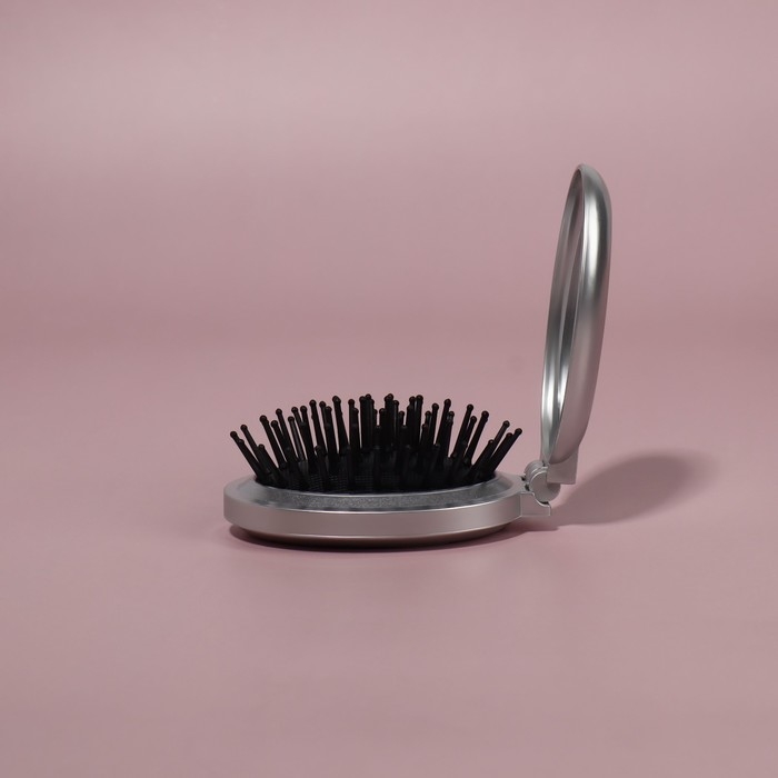 Расчёска массажная &laquo;Перламутр&raquo;, складная, с зеркалом, 5,5 &times; 8,5 см, цвет МИКС