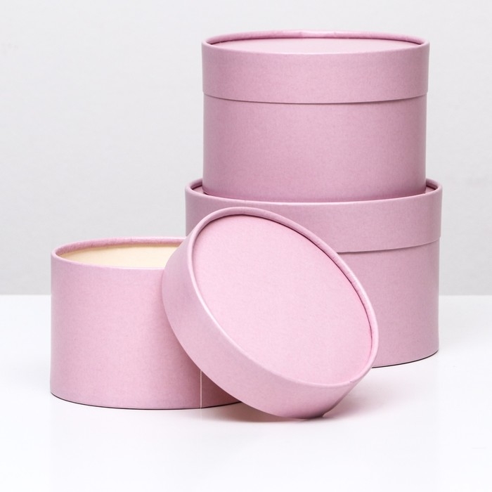 Набор шляпных коробок 3 в 1, Набор шляпных коробок 3 в 1,"Пыльная роза",16 х 10,14 х 9,13 х 8,5 см