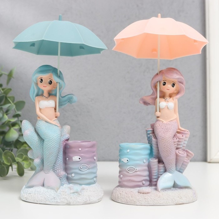 Сувенир полистоун подставка "Русалочка под зонтом" МИКС 20х10х10 см