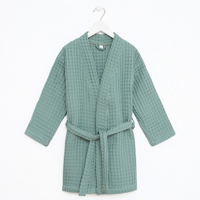 Халат вафельный детский Крошка Я Халат вафельный детский Крошка Я "Boho" размер 34 (122-128 см) цвет мятный, 100% хлопок 290 г/м2