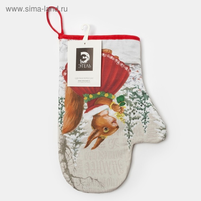 Новый год. Варежка-прихватка "Зимнее волшебство" 20х28см,100% хлопок, ватин 250г/м2