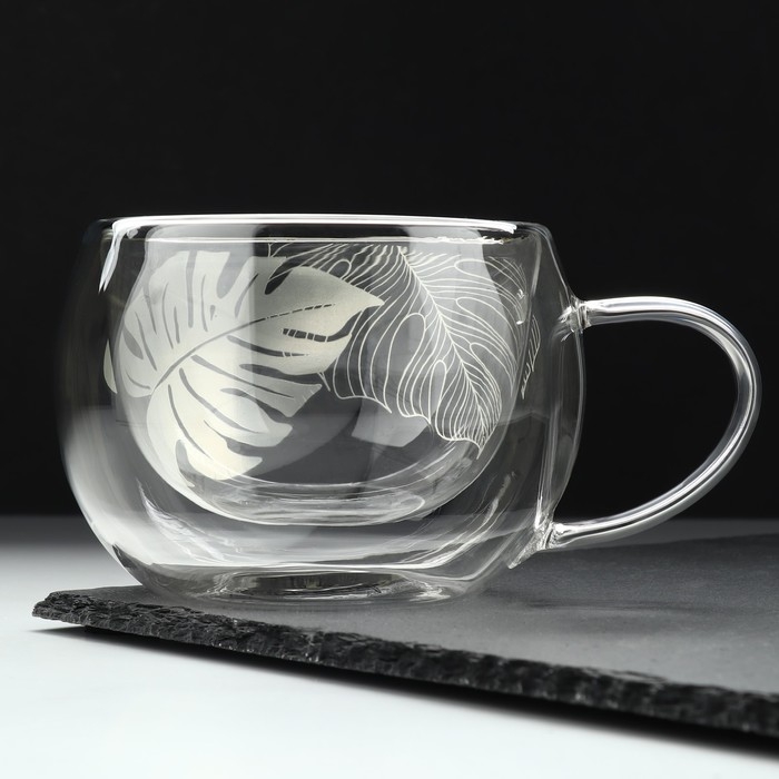 Кружка стеклянная с двойными стенками &laquo;Тропики&raquo;, 270 мл
