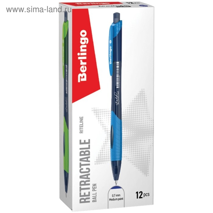 Ручка шариковая автоматическая 0.7 мм, Berlingo "Riteline", грип, синяя, корпус микс