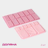 Набор форм для шоколада Доляна &laquo;Шоколадное ассорти&raquo;, 2 шт, силикон, цвет розовый