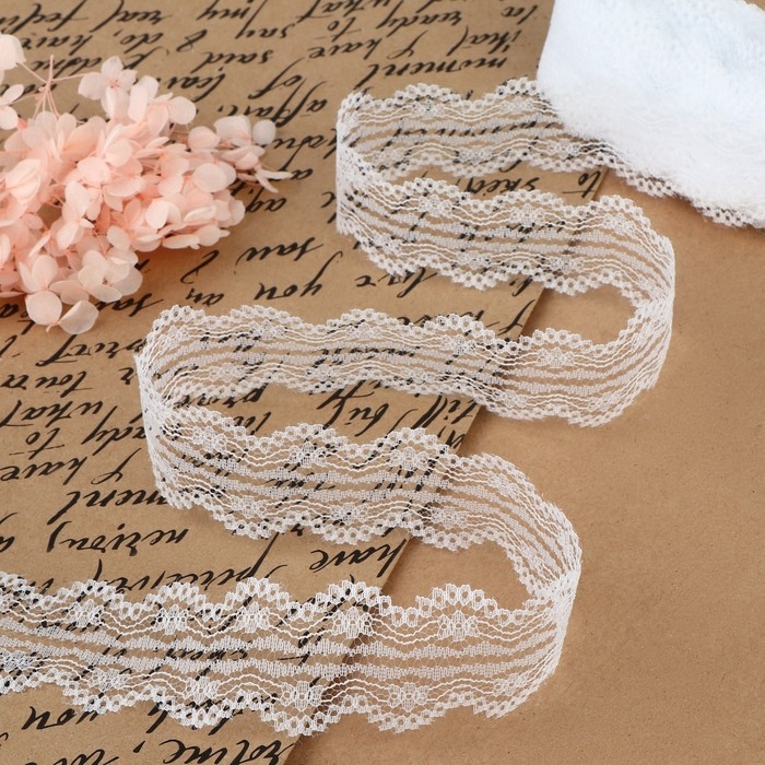 Кружево капроновое, 35 мм &times; 10 &plusmn; 1 м, цвет белый