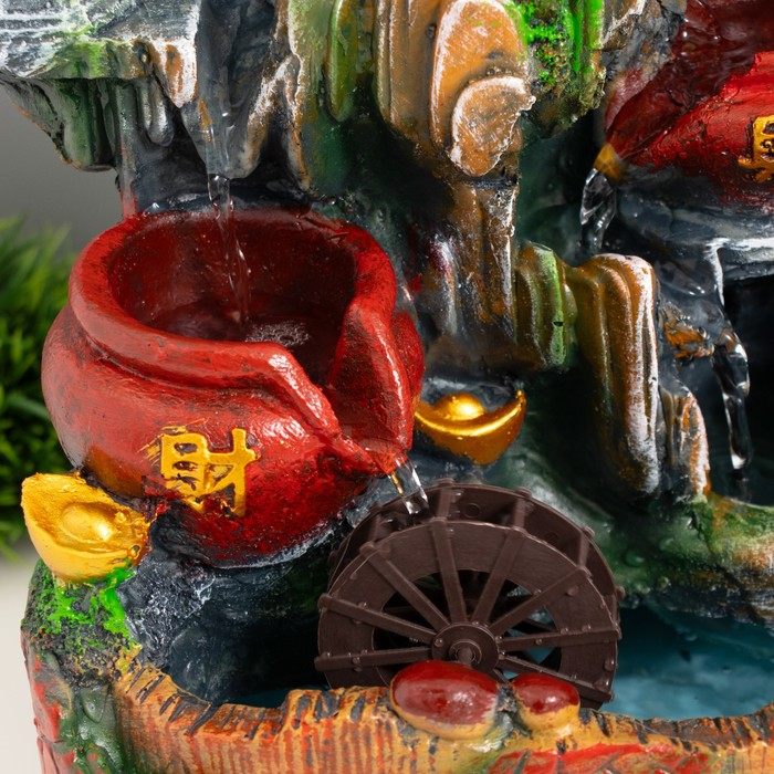 Фонтан настольный полистоун от сети свет Фонтан настольный полистоун от сети свет "Водяная мельница и пагода" 30х19х31 см