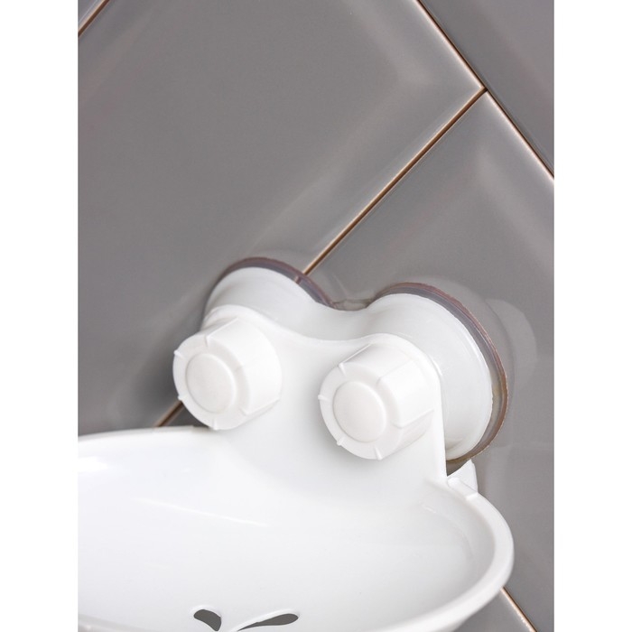 Мыльница на присосках, пластик, 15&times;11&times;6,5 см, цвет белый