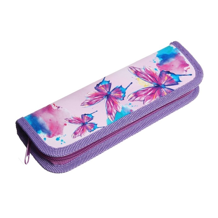 Пенал 1 секция, 55 х 205 х 25 мм, Calligrata Пенал 1 секция, 55 х 205 х 25 мм, Calligrata "Бабочки", ламинированный картон