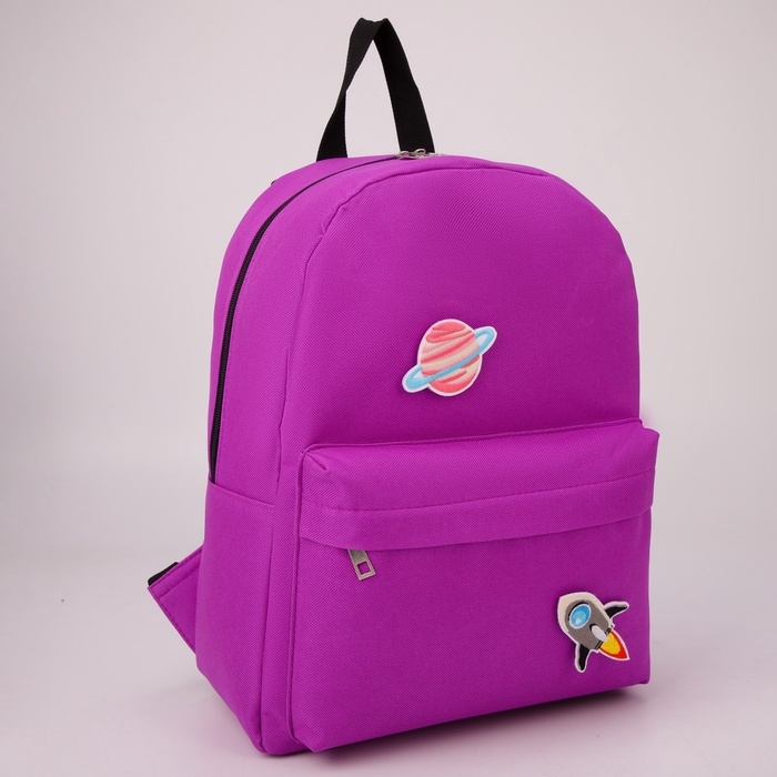 Рюкзак школьный текстильный &laquo;Космос&raquo;, 37 х 33 х 13 см, с липучками, фиолетовый