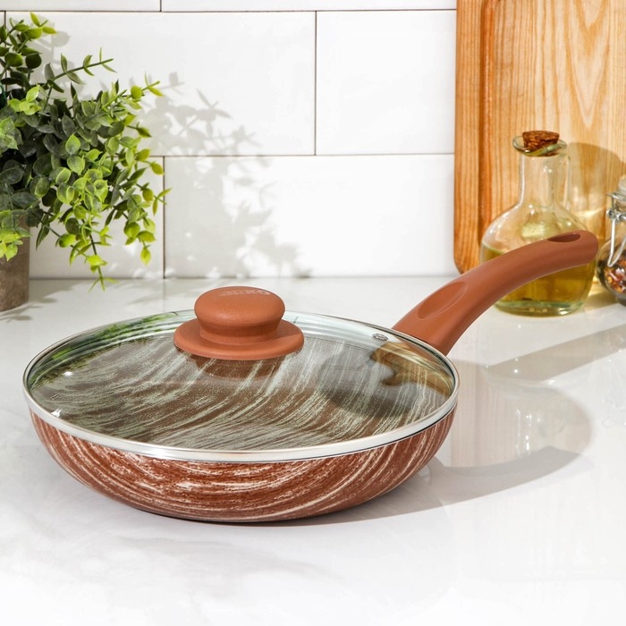 Сковорода глубокая Kantry, d=24 см, стеклянная крышка, пластиковая ручка, антипригарное покрытие, цвет коричневый Сковорода глубокая Kantry, d=24 см, стеклянная крышка, пластиковая ручка, антипригарное покрытие, цвет коричневый