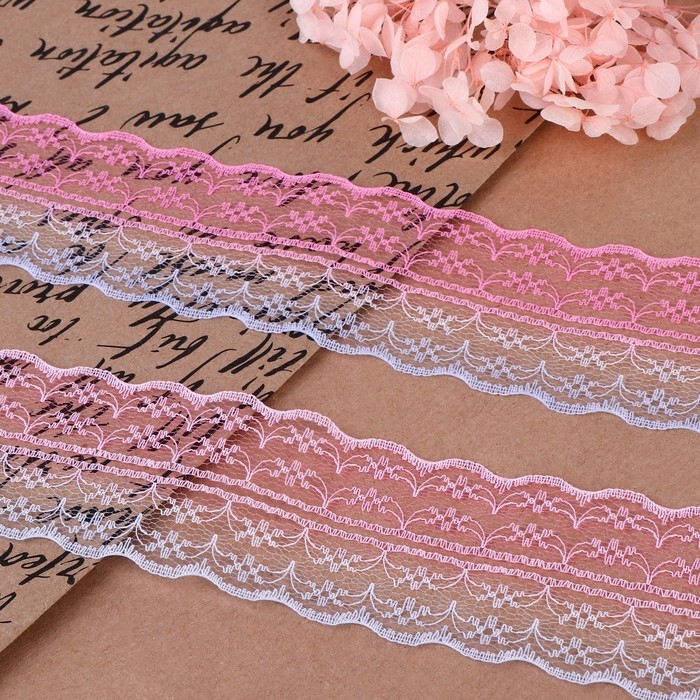 Кружево капроновое &laquo;Градиент&raquo;, 45 мм &times; 10 &plusmn; 1 м, цвет розовый/сиреневый №3