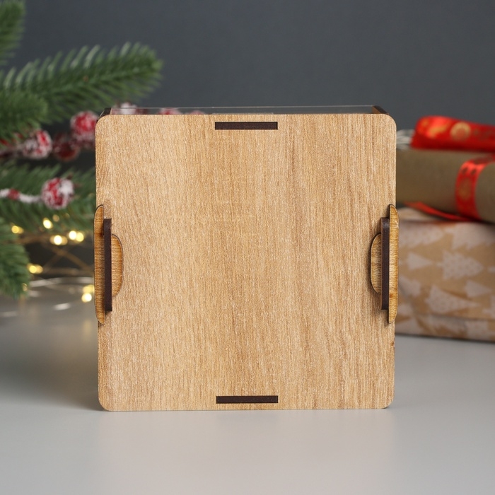 Новогодняя копилка с акрилом "Змея. Новогодняя" 12х12х4 см