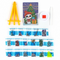 Алмазная мозаика на новый год для детей со светящимися стразами &laquo;Снеговик&raquo;, 10 х 15 см, новогодний набор для творчества