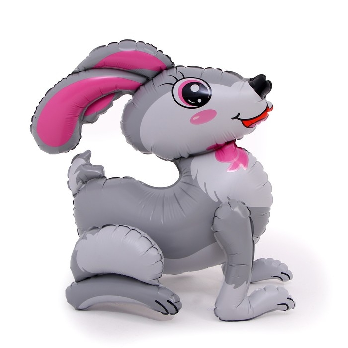 Шар фольгированный 20" &laquo;Весёлый зайка&raquo;, серый, под воздух