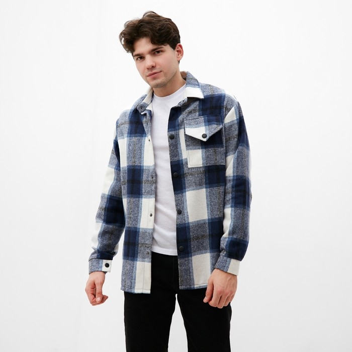 Рубашка мужская в клетку MIST, размер 56, синий Рубашка мужская в клетку MIST, размер 56, синий