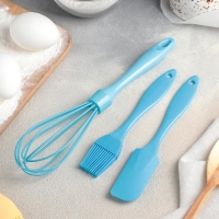 Набор для выпечки Доляна «Лето», 3 предмета: лопатка 18,7 см, кисть 17 см, венчик 26 см, цвет МИКС Набор для выпечки Доляна «Лето», 3 предмета: лопатка 18,7 см, кисть 17 см, венчик 26 см, цвет МИКС