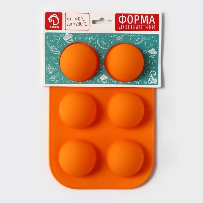 Форма для выпечки Доляна «Полусферы», силикон, 24×16 см, 6 ячеек, d=5,5 см, цвет МИКС Форма для выпечки Доляна «Полусферы», силикон, 24×16 см, 6 ячеек, d=5,5 см, цвет МИКС
