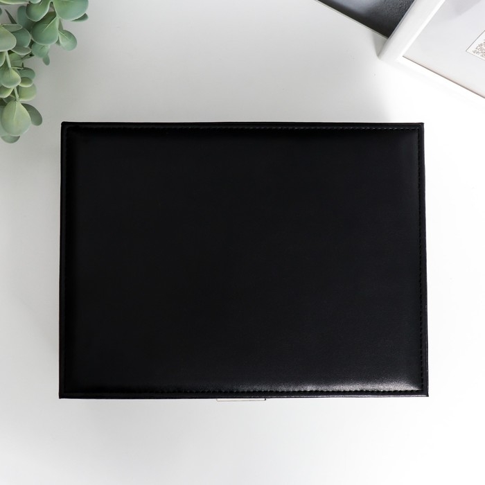 Шкатулка кожзам для украшений Шкатулка кожзам для украшений "Чёрная матовая" 9х23х17 см