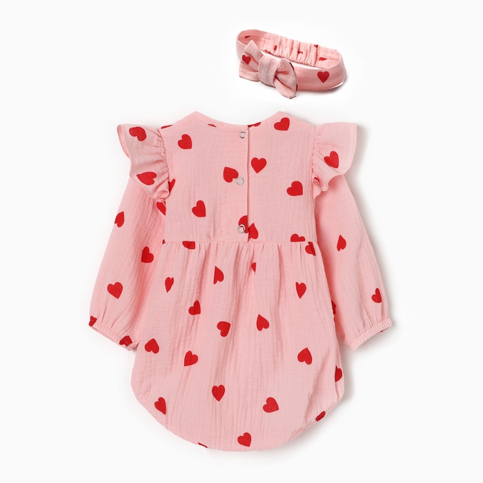 Комплект (боди и повязка) Крошка Я Комплект (боди и повязка) Крошка Я "Муслин", р. 68-74, цвет розовый