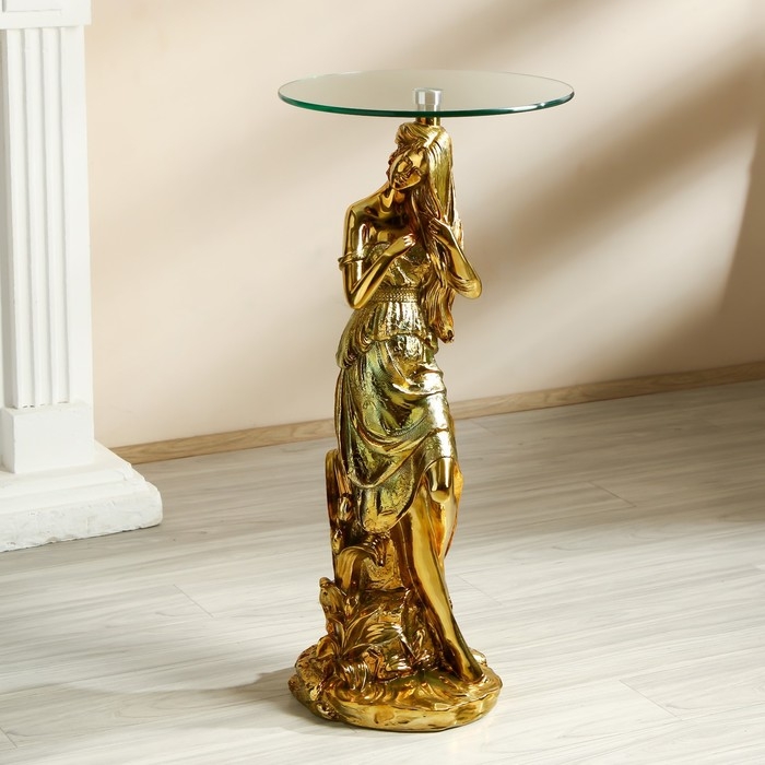 Стол декоративный "Девушка с распущенными волосами" золото 38х38х85 см