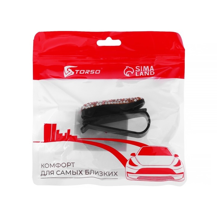 Держатель очков TORSO, зажим с серебряными стразами, чёрный