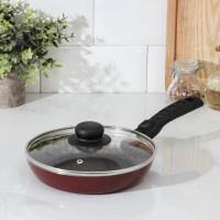 Сковорода «Альфа», d=20 см, съёмная ручка, стеклянная крышка, антипригарное покрытие, цвет бордовый Сковорода «Альфа», d=20 см, съёмная ручка, стеклянная крышка, антипригарное покрытие, цвет бордовый