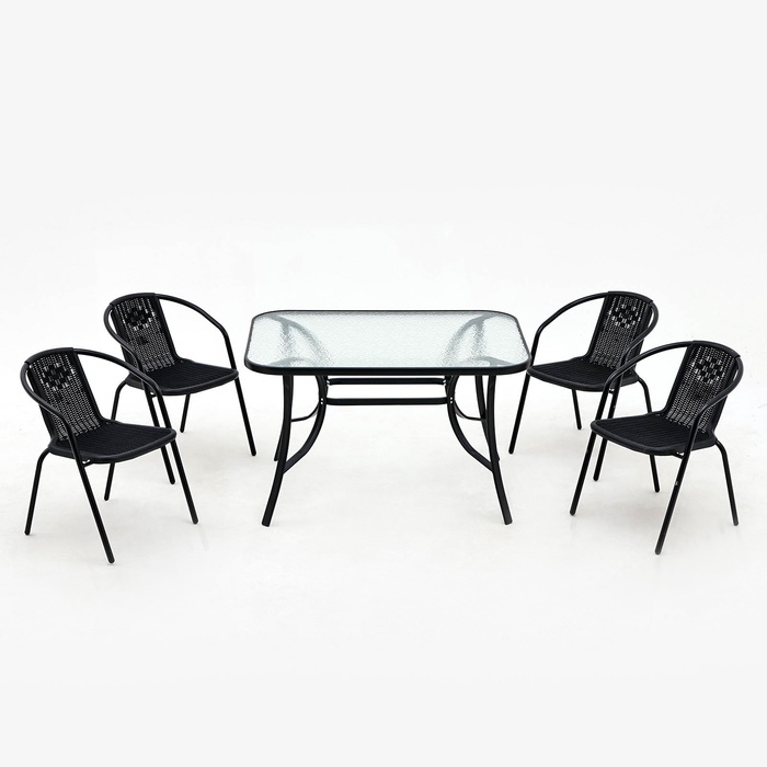 Набор садовой мебели: Стол 120 х 90 х 72 и 4 стула черного цвета Набор садовой мебели: Стол 120 х 90 х 72 и 4 стула черного цвета