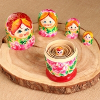 Матрёшка 5-ти кукольная "Лиза" розы , 17-18см, ручная роспись.