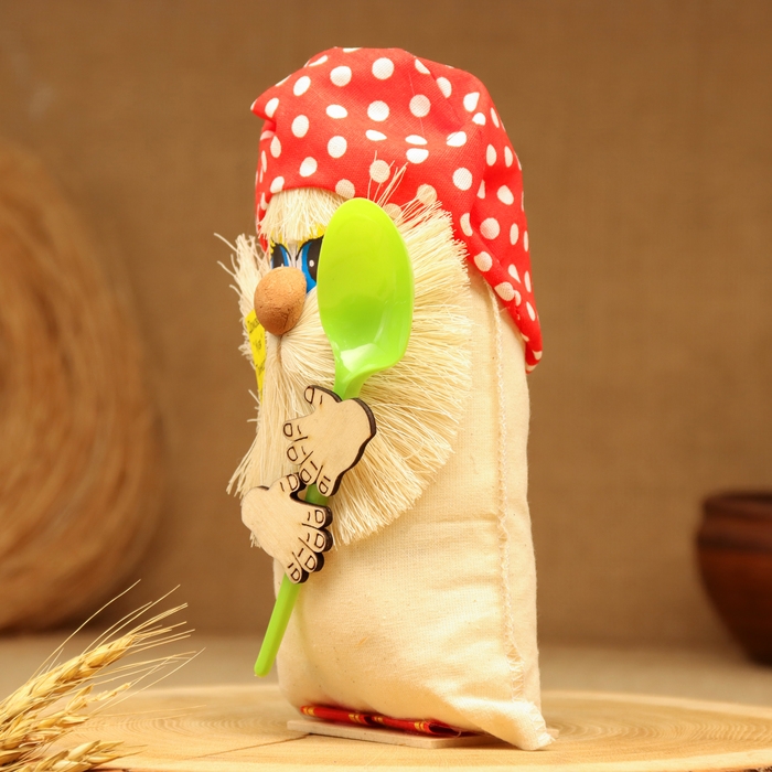 Оберег &laquo;Домовой&raquo;, с ложкой, 20 см, микс