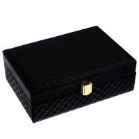 Шкатулка кожзам для украшений "С пайетками" чёрная 7,5х22х15 см Шкатулка кожзам для украшений "С пайетками" чёрная 7,5х22х15 см