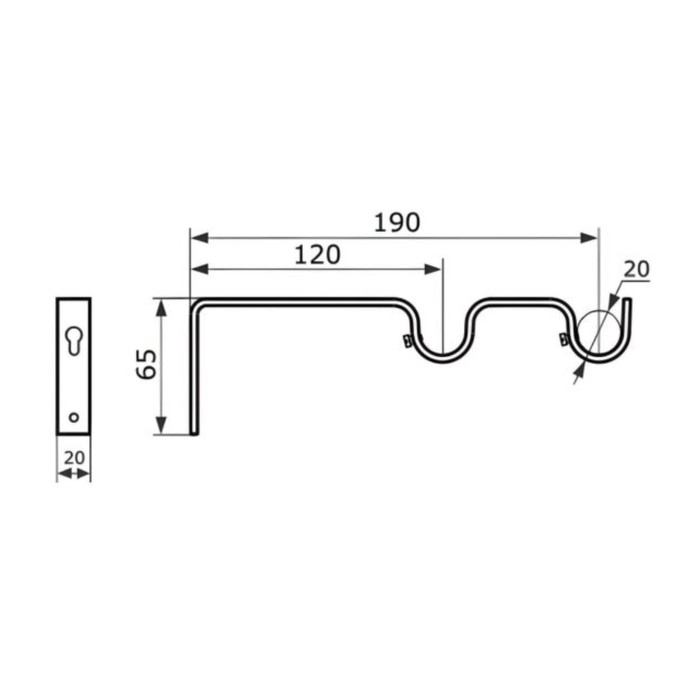 Кронштейн для карниза D20 двухрядный 12/19 см, черный Кронштейн для карниза D20 двухрядный 12/19 см, черный